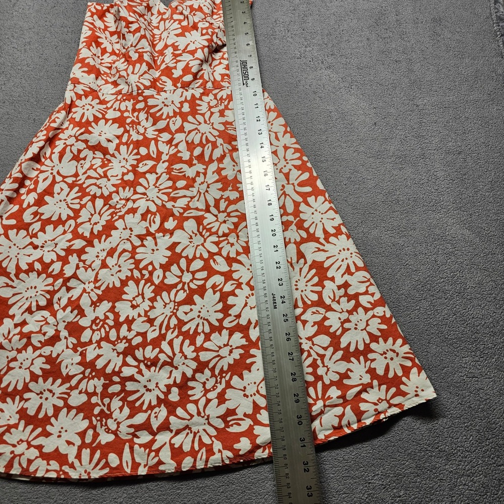 Ann Taylor Midi Dress Womens Size 2 Orange White Floral Halter Neck Back Zip - Picture 6 of 10